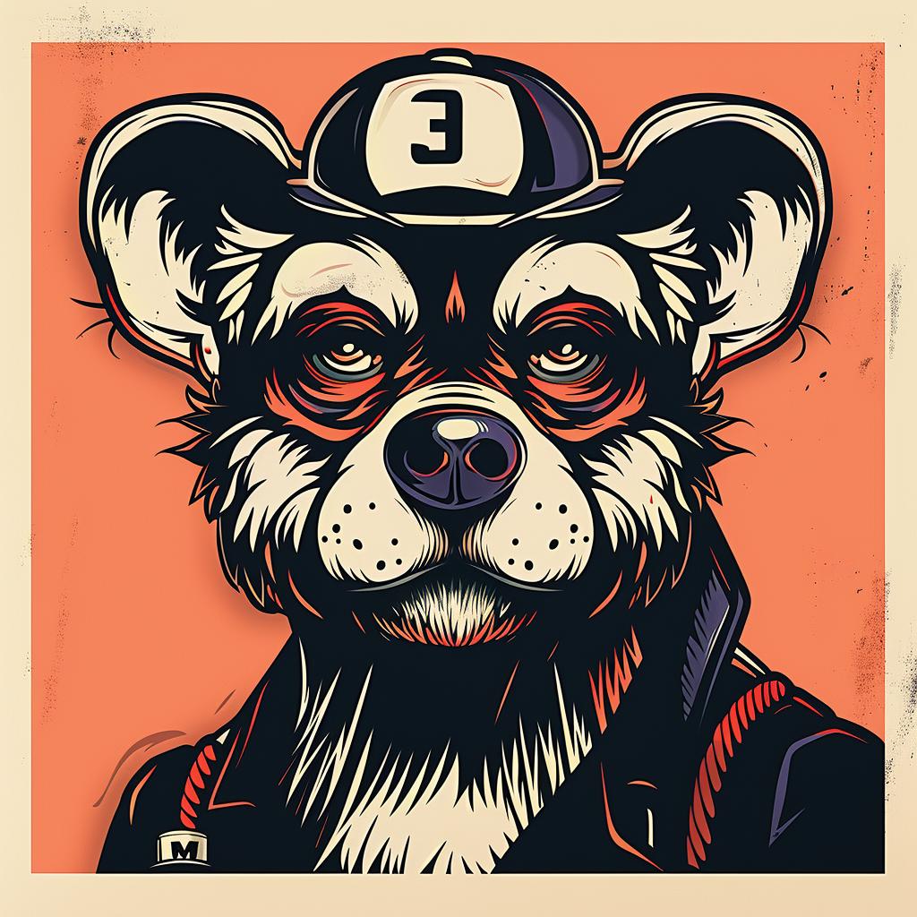 bear  baseball  cap  poster  animal  humorous  illustration  whimsical  stylized  character 962369