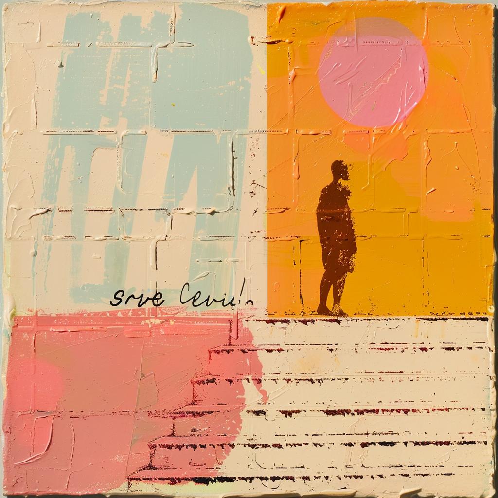 encaustic  painting  man  path  sun  vibrant  colorful  impasto  landscape  figurative 1016258