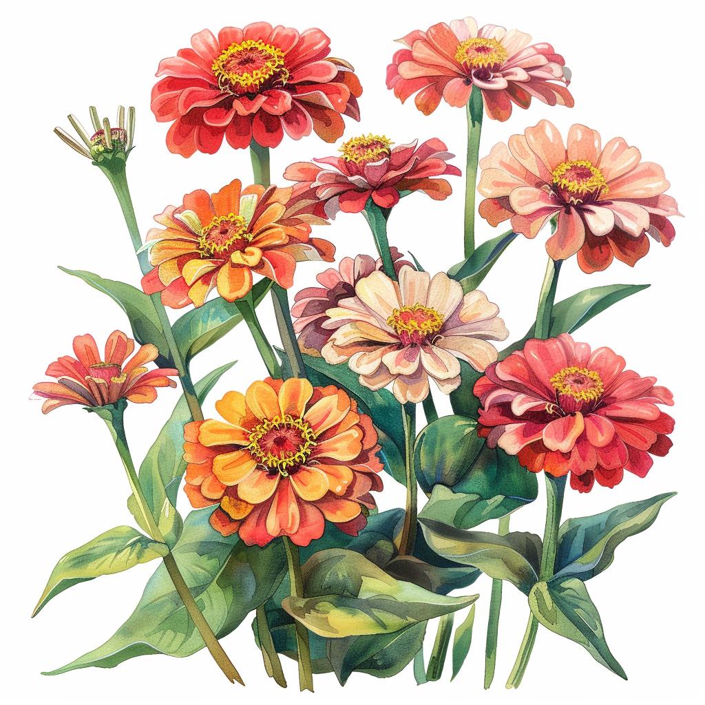 Illustration  Flowers  Vase  Painting  Zinnias  Colorful  Botanical  Artwork  Still Life  Nature 971534