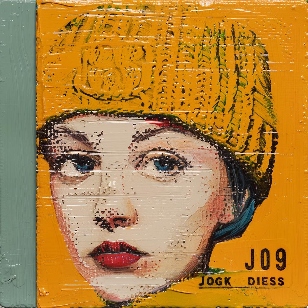 woman  yellow  hat  encaustic  colorful  close-up  stylized  impasto  Cornella  art 1015414