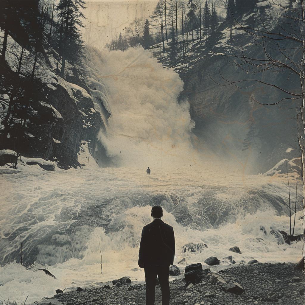 surreal  collage  waterfall  man  high  contrast  landscape  nature  photography  raw 969904