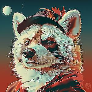 red  panda  hat  jacket  cartoon  cute  playful  animal  whimsical  illustration 1039616