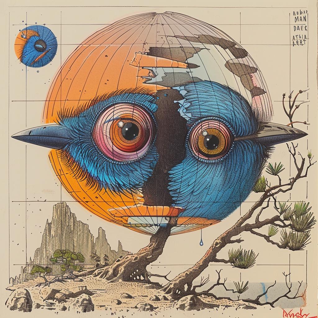 DADA  surreal  creature  bluebird  eyes  dripping  makeup  airbrush  highlights  white 939416