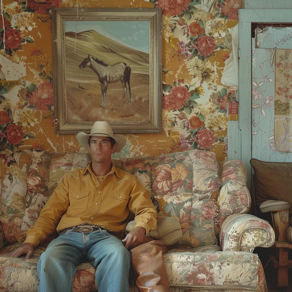 album  cover  cowboy  floral  wallpaper  man  sitting  room  music  Alec 970230