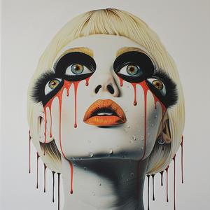 PopArt  blonde  model  dripping  eye  makeup  TroyBrooks  white  background  surreal 1074232