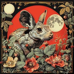 rabbit  moonlight  canvas  art  print  chromolithography  night  nature  wildlife  scenery 1058689