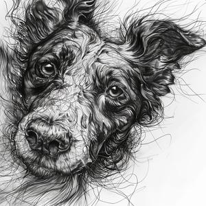 drawing  dog  head  border  collie  long  hair  nervous  lines  art 1038989