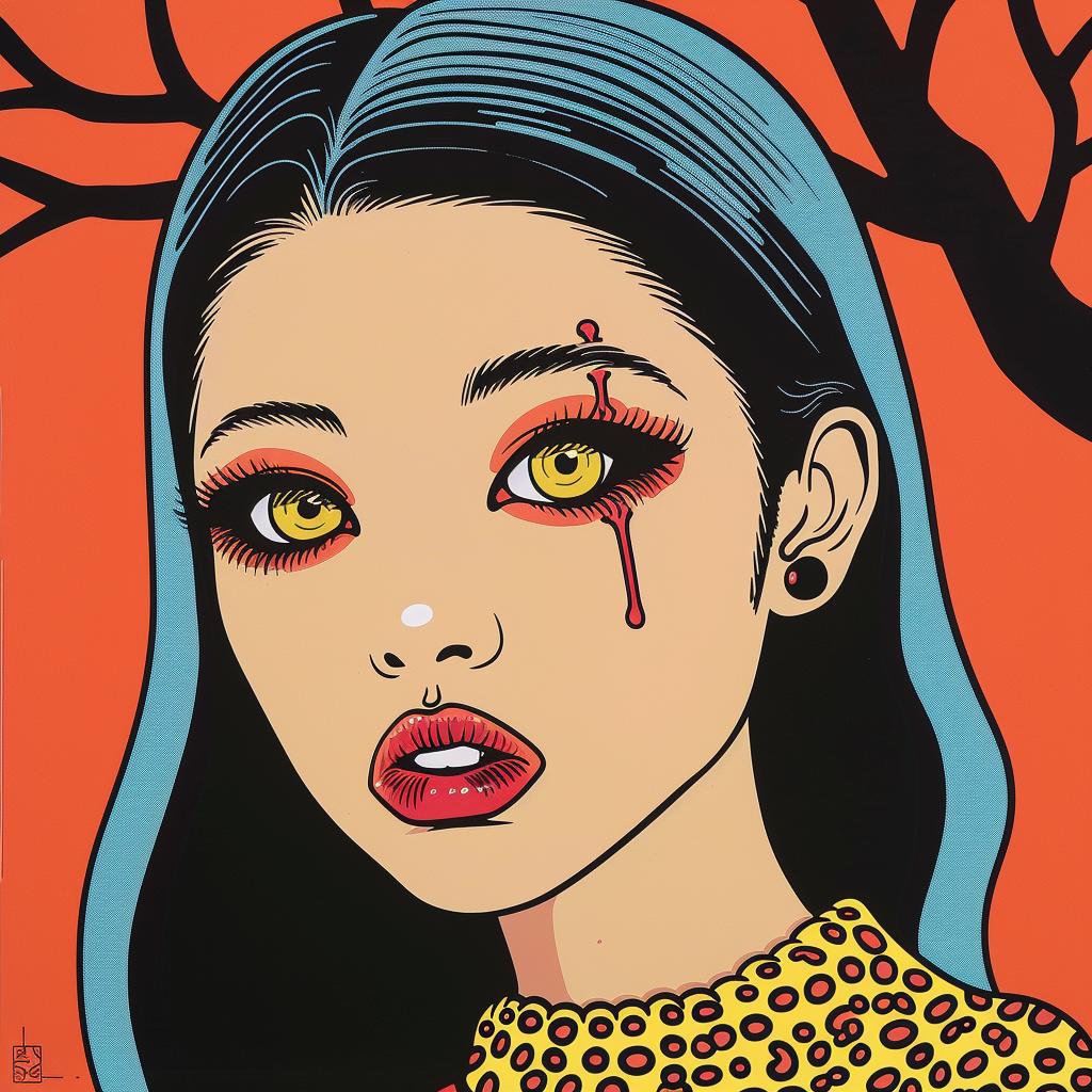 Japanese  horror  film  poster  painting  woman  blood  Junji  Ito  Otomo 1022595