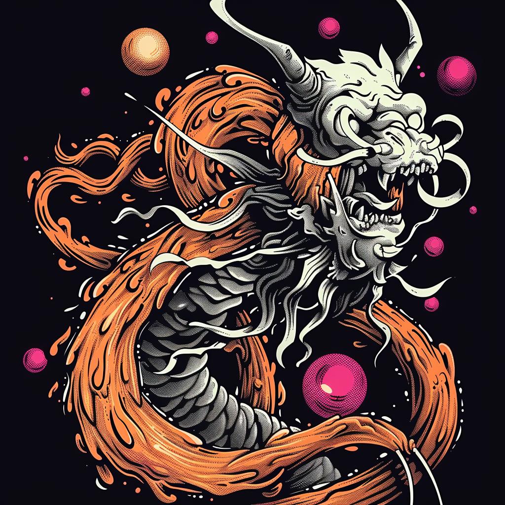 dragon  large  head  tail  mythical  creature  artwork  japanese  vibrant  symbolism 948082