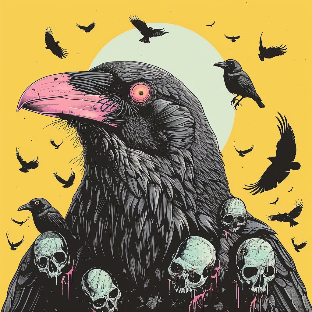 raven  skull  birds  dark  occult  naturalistic  spiritual  terror  illustration  graphic 924725