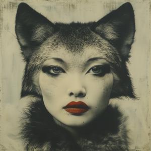 fashion  surreal  woman  fox  face  human  furry  symbolist  screenprinting  illustration 1077317