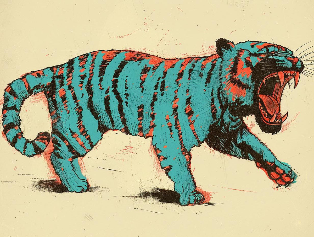 tiger  tattoo  SailorJerry  vintage  comic  illustration  art  open  background  beige 919640