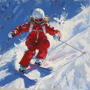 skier  red  painting  winter  sport  art  motion  slope  dynamic  action 1079897