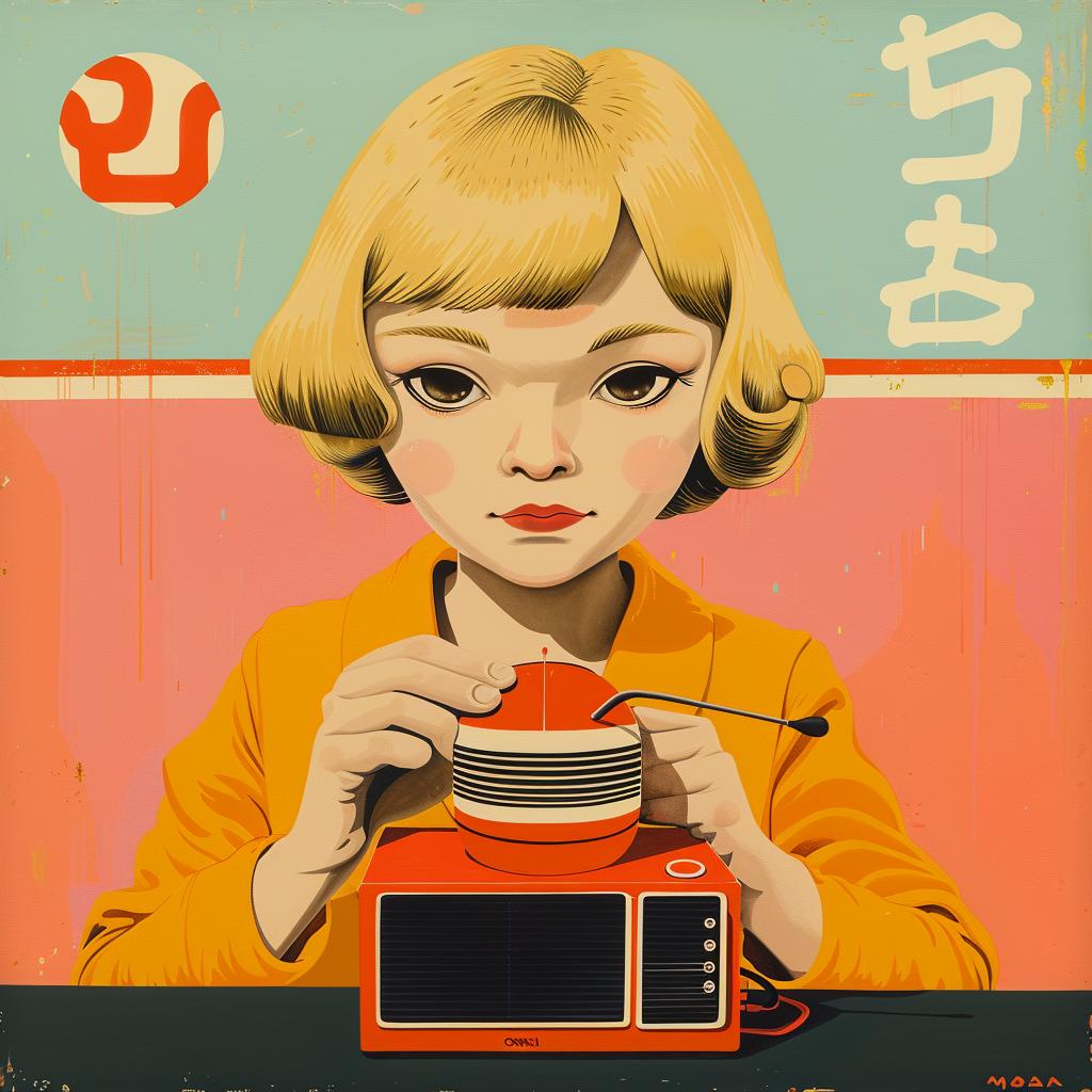 girl  radio  fruit  colorful  painting  still-life  playful  vibrant  contemporary  whimsical 966498