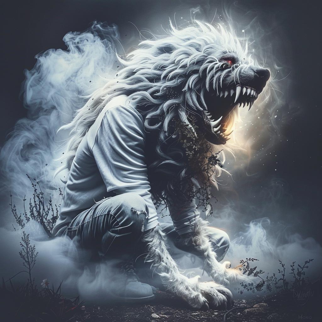 Dogman  wolf  dark  smoke  illustration  portrait  mysterious  symbolic  animal  artwork 1034169