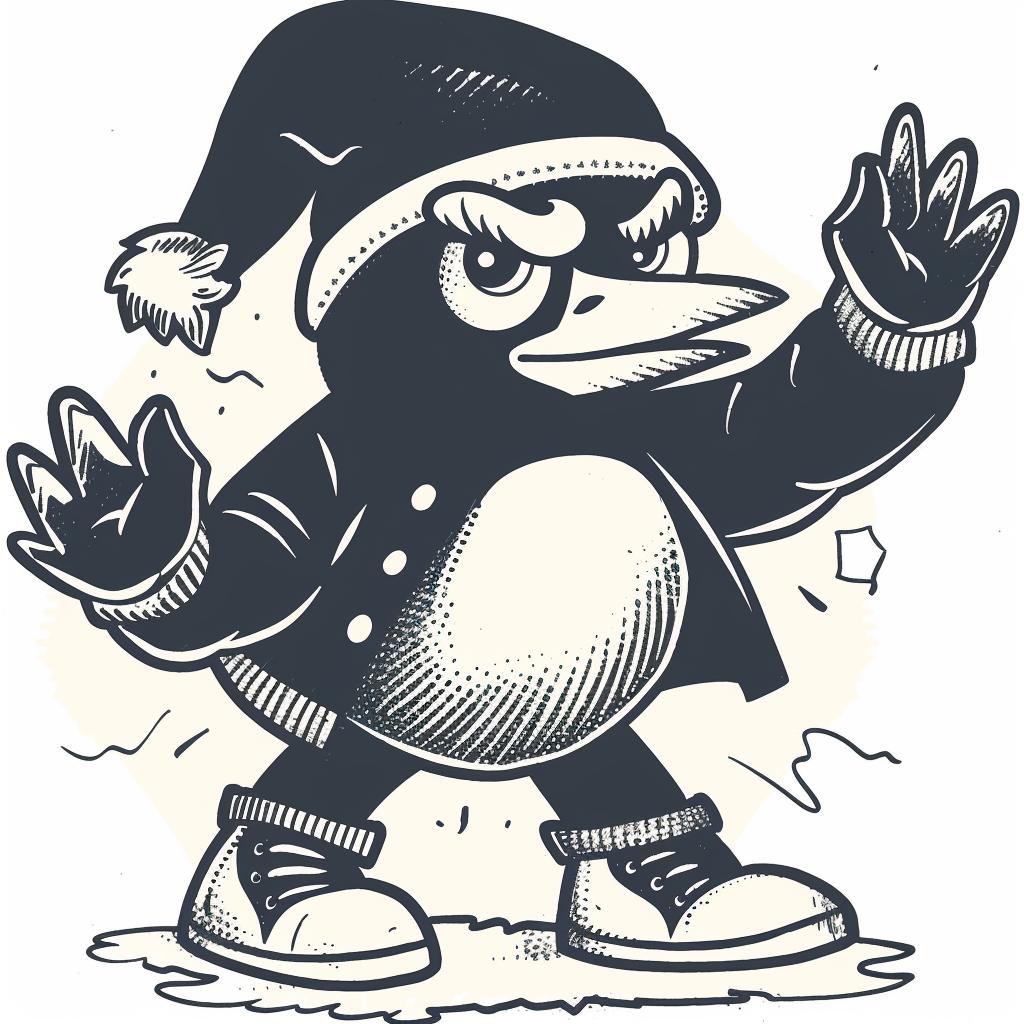 penguin  santa  hat  shoes  cartoon  holiday  fun  simple  whimsical  aggressive 959330