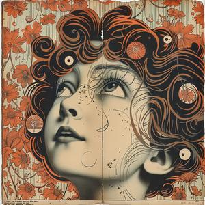 woman  curly  flowers  face  chromolithography  vibrant  colorful  detailed  artwork  portrait 1053292