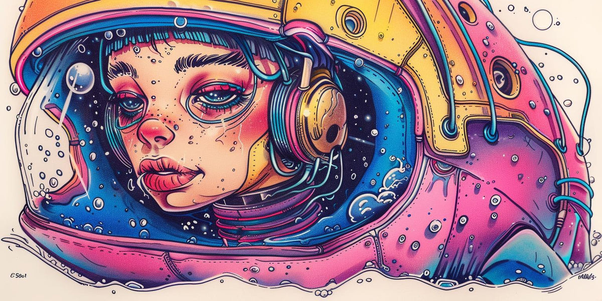 whale  underwater  ocean  drawing  space  helmet  marine  illustration  creative  fantasy 940487