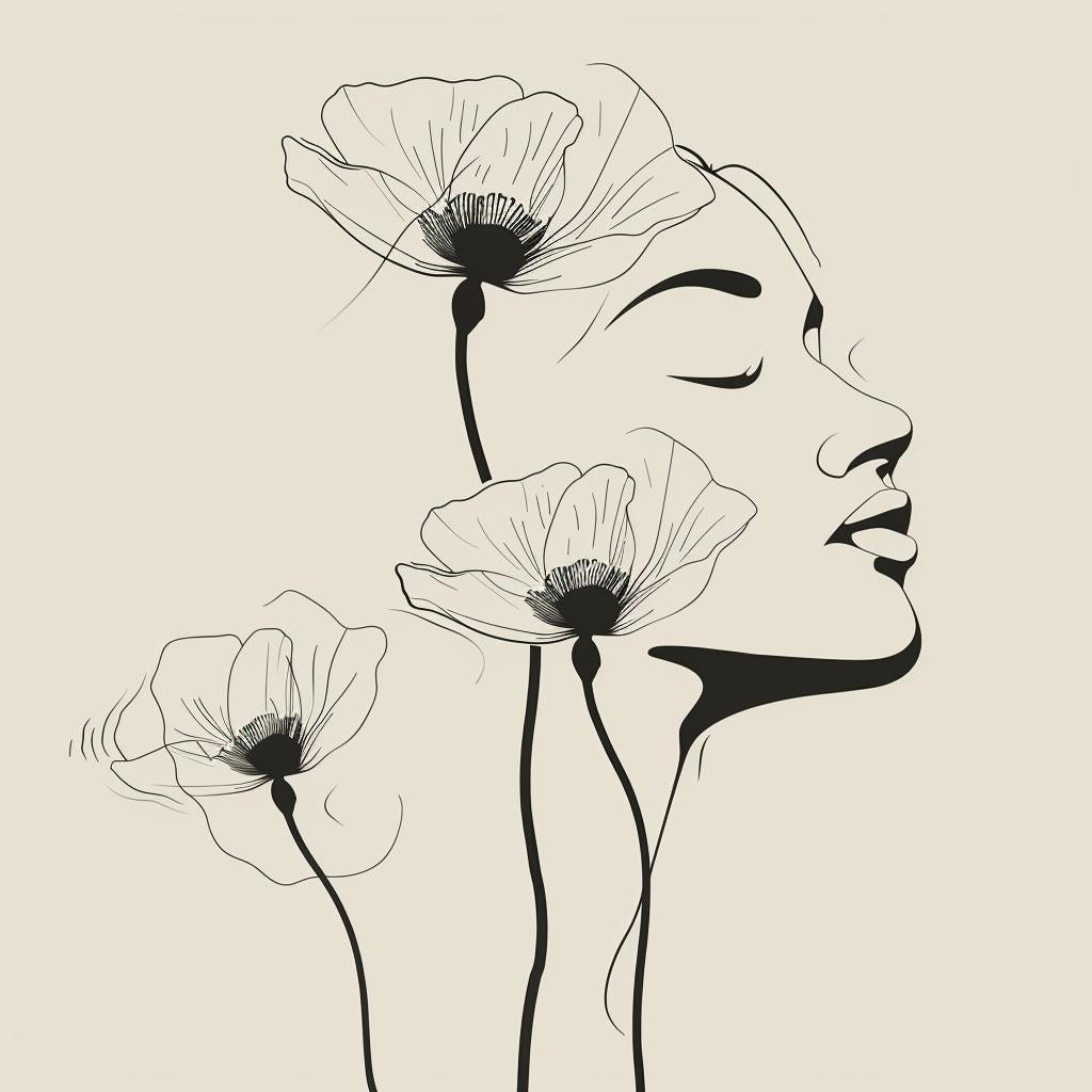 vector  illustration  minimal  boho  monochromatic  flowers  flowerpunk  lineart  female  beauty 960052