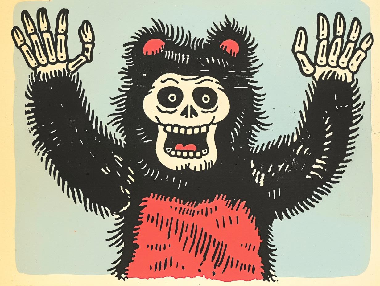 tattoo  bear  skull  bony  hands  vintage  comic  illustration  SailorJerry  art 919047