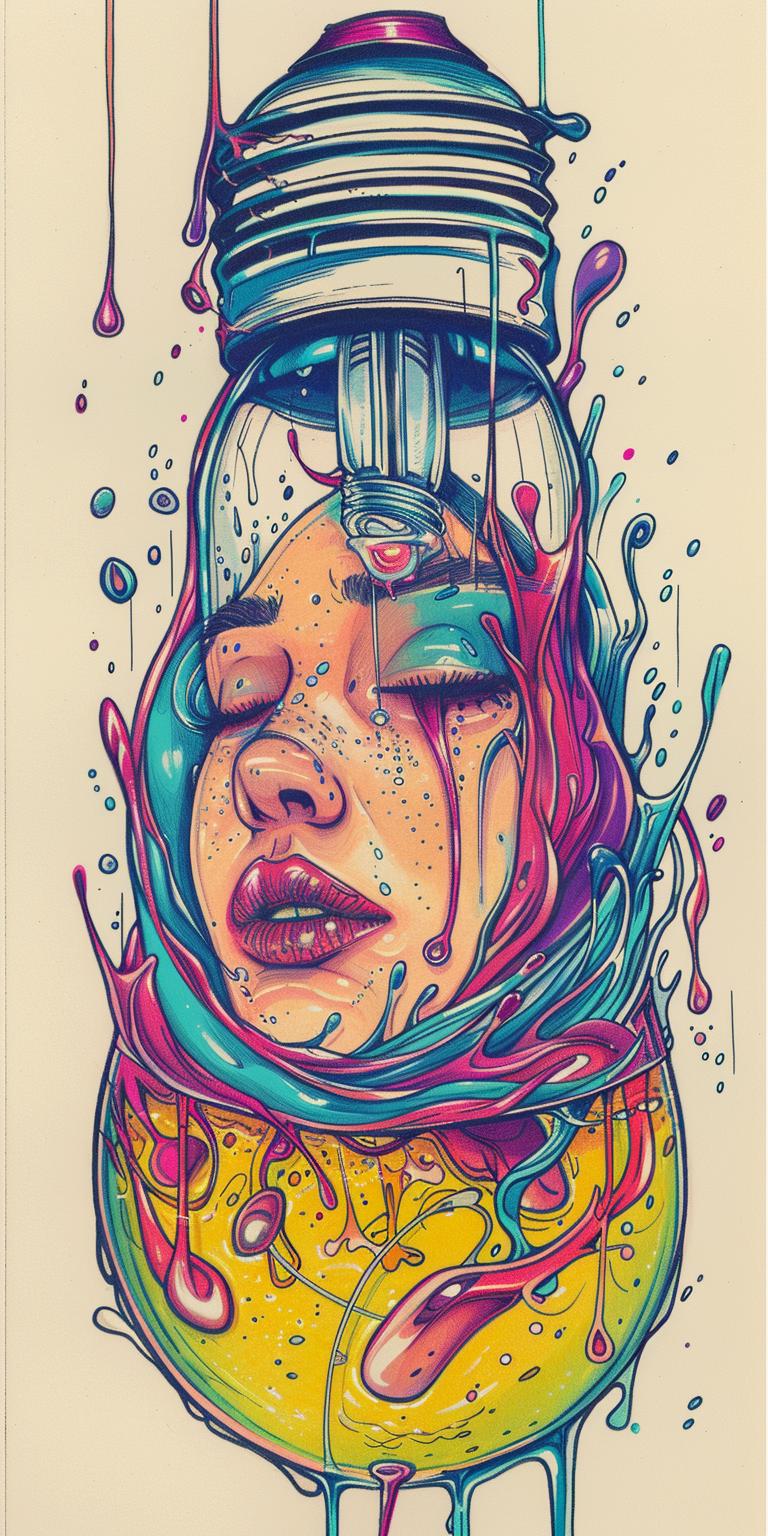 lightbulb  liquid  woman  drowning  paint  water  art  illustration  surreal  dark 940465