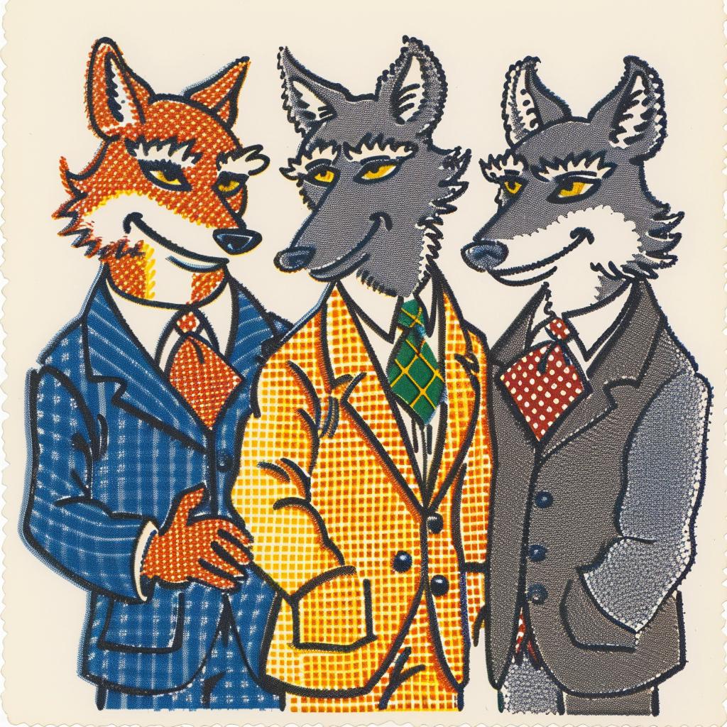 wolves  anthropomorphic  suits  fashion  cartoon  characters  humor  whimsical  stylized  animal 962498