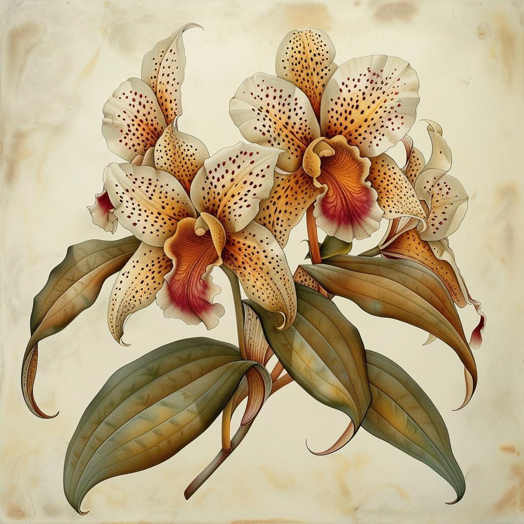 painting  orchids  white  botanical  artwork  stylized  nature  vivid  floral  illustration 971445