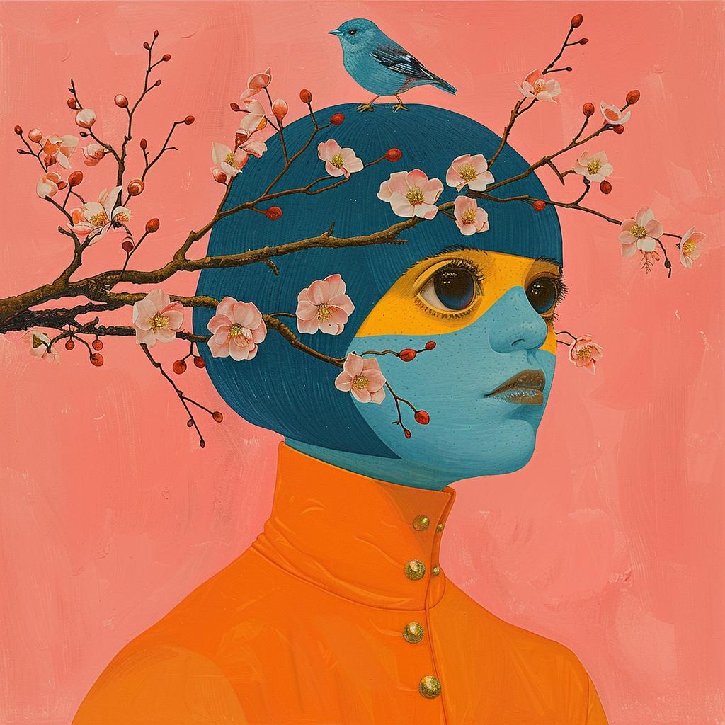 woman  bird  head  surreal  painting  album  cover  cornella  art  creative 1017709
