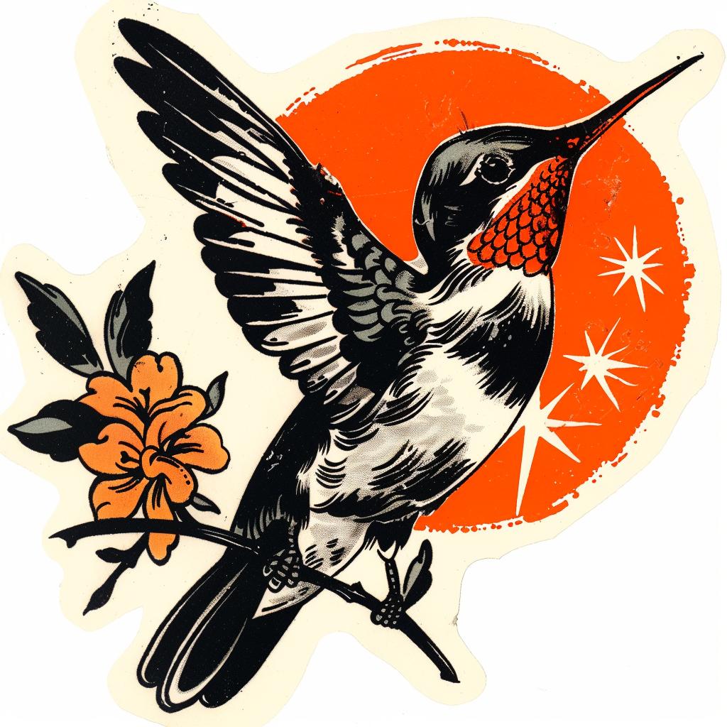 hummingbird  sticker  white  background  tattoo  flash  illustration  art  colorful  nature 927560