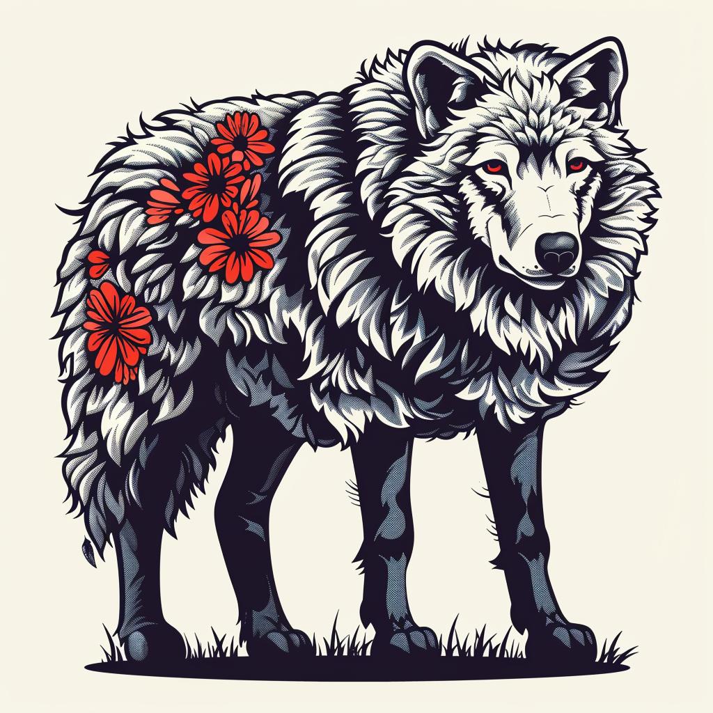 mythical  hybrid  wolf  flowers  back  fantastical  creature  nature  whimsical  unique 941200