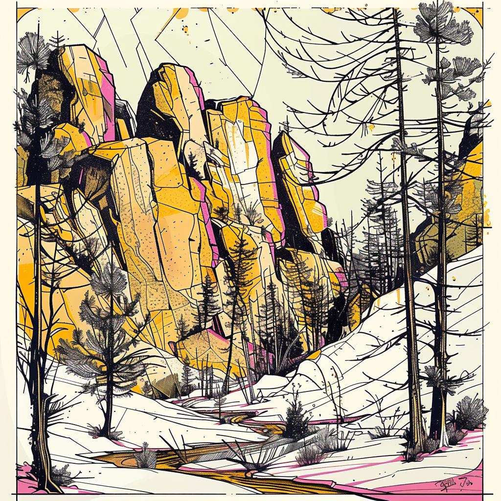 yosemite  drawing  mountain  trees  rocks  landscape  nature  picturesque  scenic  artistic 938852