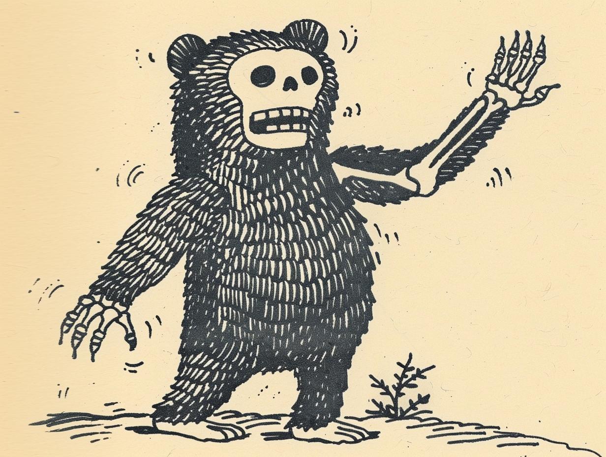 bear  tattoo  skeleton  vintage  comic  illustration  cartoon  art  style  design 919027