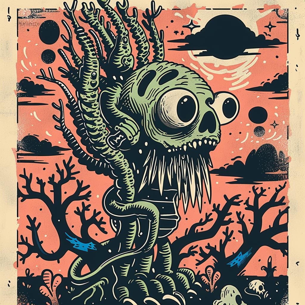 monster  forest  poster  creature  nature  illustration  fantasy  dark  surreal  art 946778