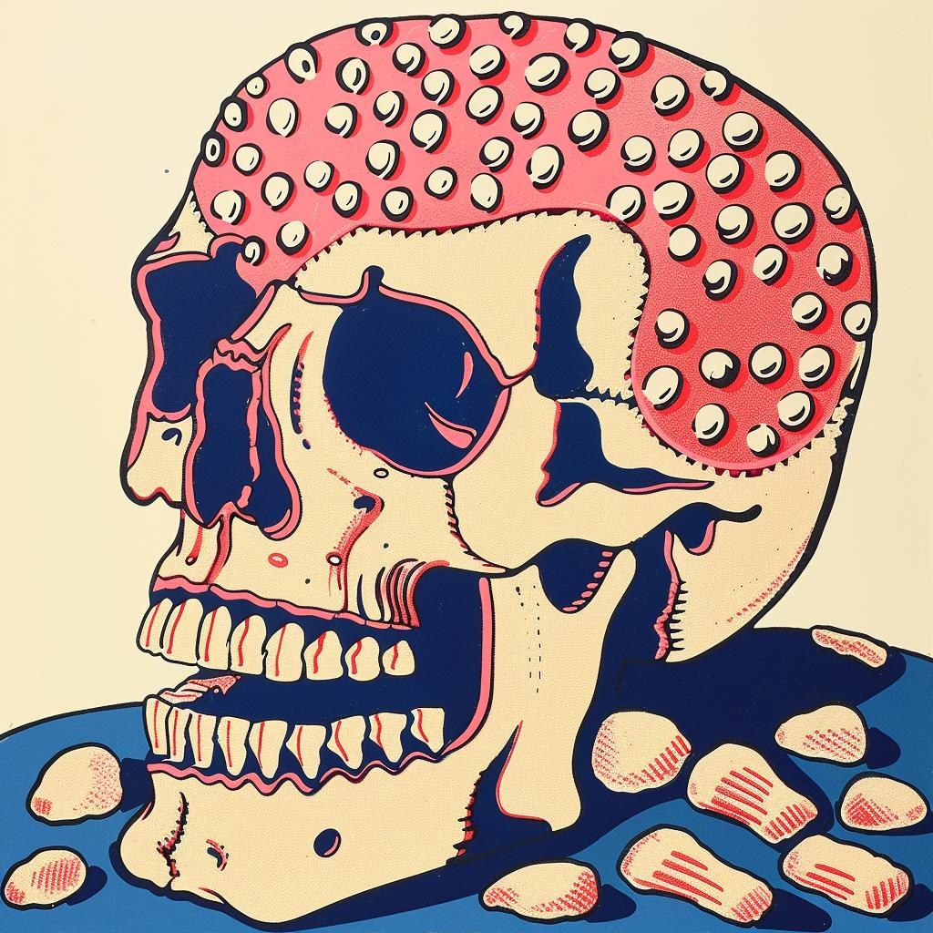surreal  skull  blue  pink  background  minimal  Nychos  art  creative  design 961629