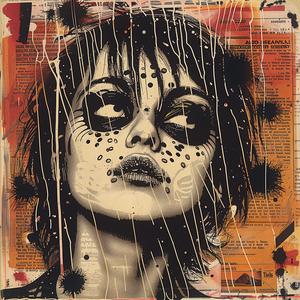 woman  skull  chromolithography  punk  art  vibrant  portrait  dark  edgy  abstract 1051975