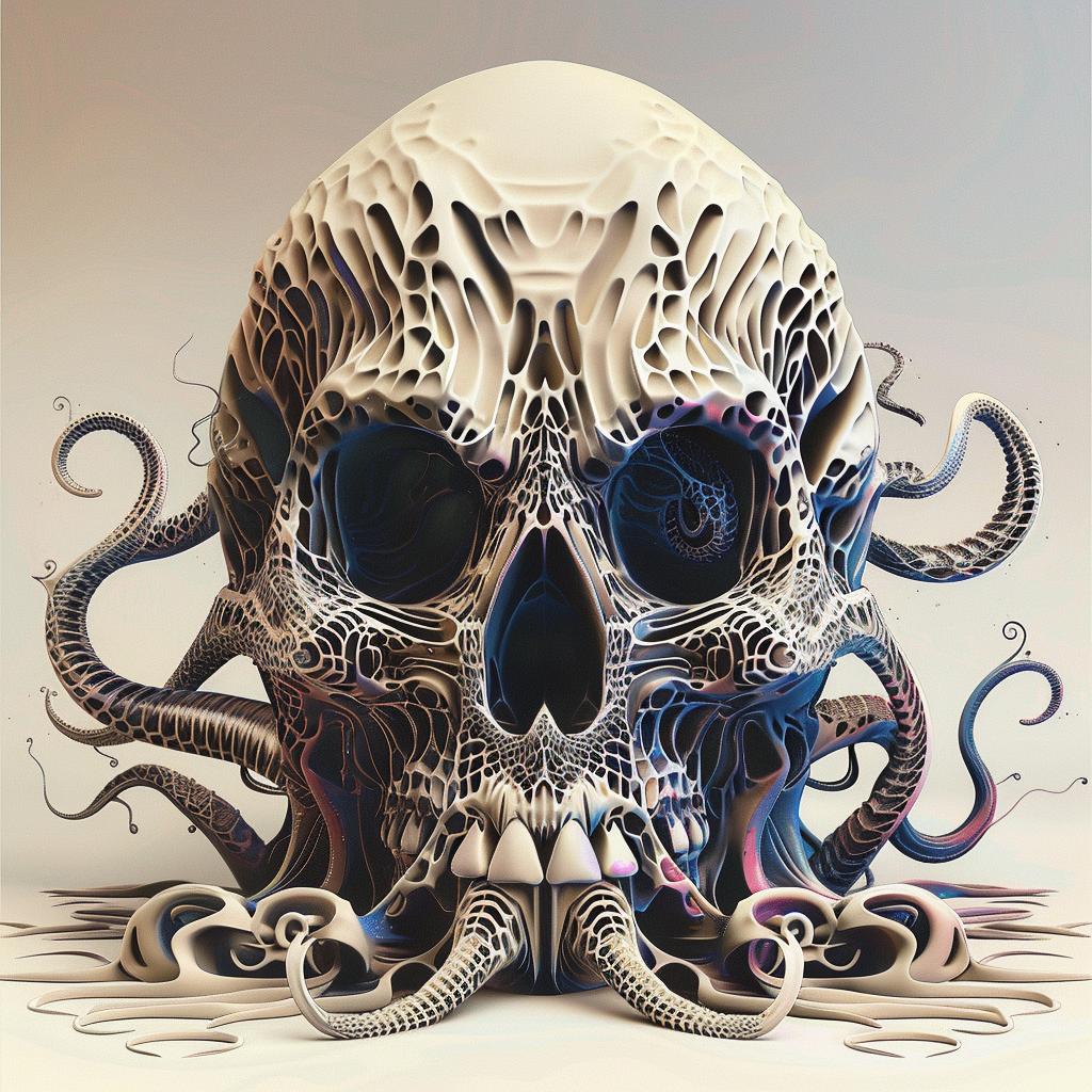 skull  tentacles  abstract  creature  dark  fantasy  illustration  artistic  design  digital 967201