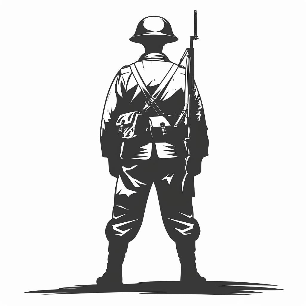 silhouette  soldier  WorldWar1  vintage  icon  emblem  bold  linocut  blackwhite  background 951994
