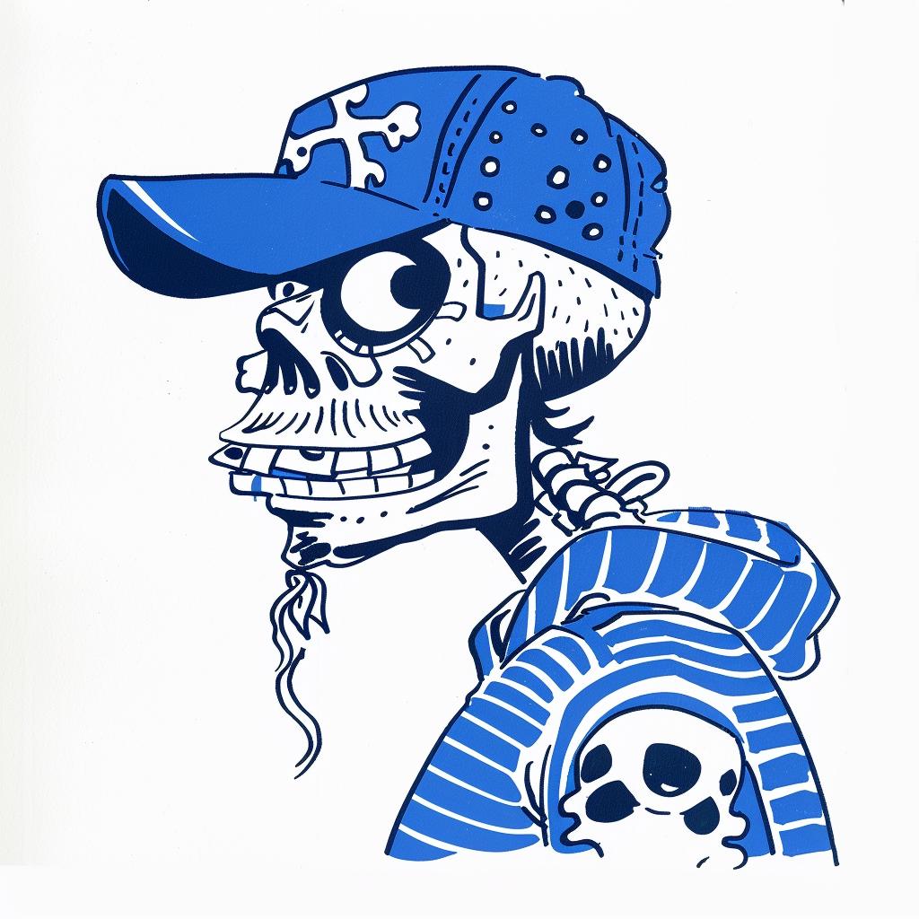 skull  baseball  cap  headgear  front-facing  drawing  dark  urban  stylized  graphic 1027498