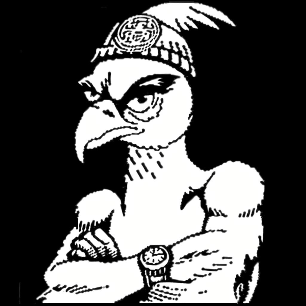eagle  hat  black  white  drawing  simple  urban  cartoon  style  aggressive 959327