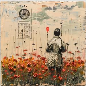 man field poppies encaustic impasto Jakub Rozalski NOMA Bar landscape 1066100