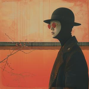 man  hat  sunglasses  red  background  chromolithography  Quint  Buchholz  Andreas  Levers 1039896