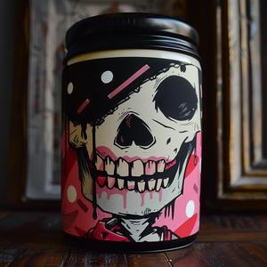 skull  candle  pink  black  table  decorative  artistic  gothic  scented  halloween 1070988