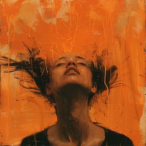 trauma  confusion  sadness  woman  orange  paint  painting  expressionism  art  surrealism 1036593