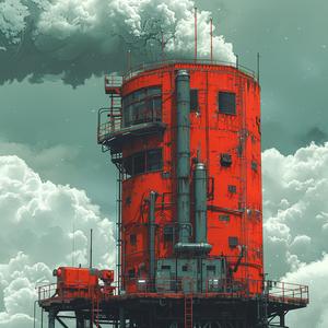 tower  factory  industrial  smoke  red  minimalism  abstract  clouds  negative  space 1040537