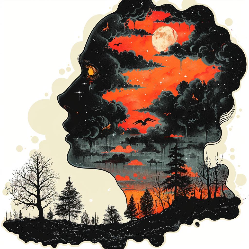 man  head  trees  sunset  illustration  nature  landscape  portrait  artwork  colorful 938388