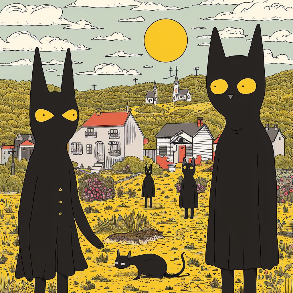 surreal  album  cover  black  cats  field  house  creative  artistic  dark 1019341