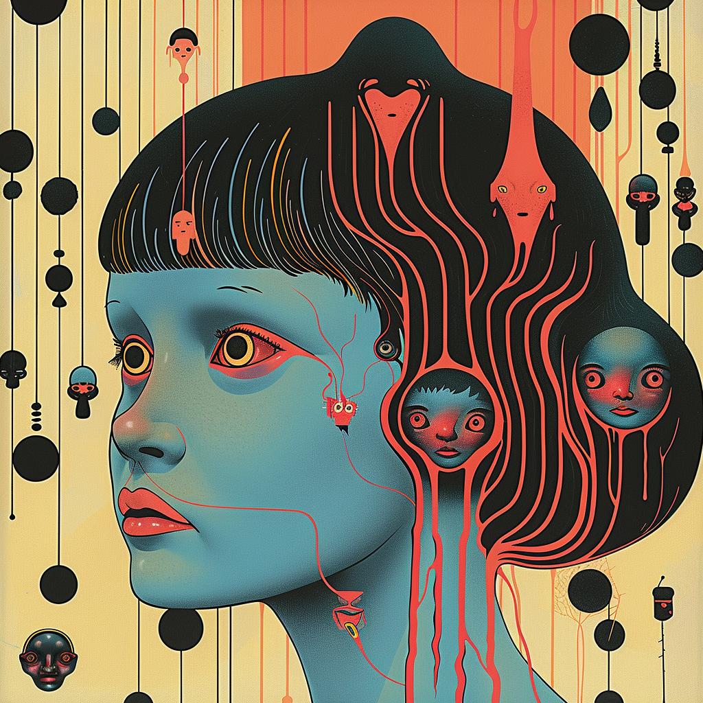 surreal  woman  blue  hair  album  cover  creative  artwork  unique  eye-catching 1018245