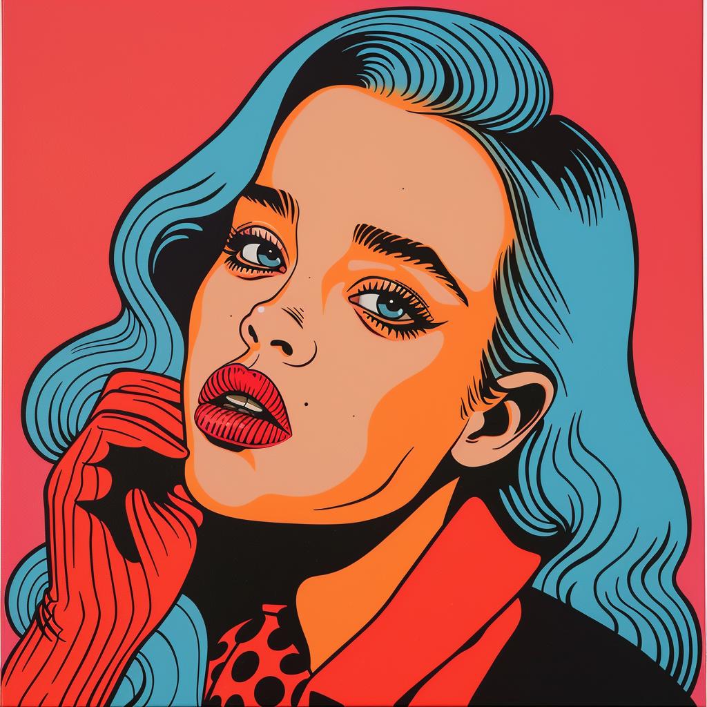 pop  art  painting  woman  blue  hair  colorful  stylized  modern  vibrant 1022287