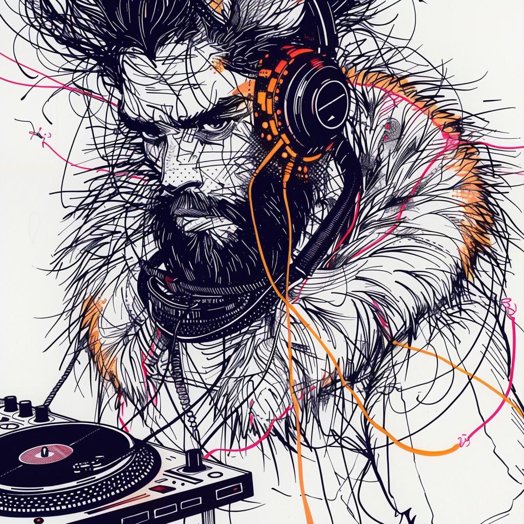 mythical  wolfman  DJ  turntable  music  headphones  fantasy  character  dynamic  art 951735