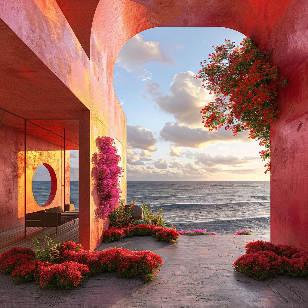 LeCorbusier  home  ocean  architecture  flowers  rendering  colorful  design  view  landscape 1036381